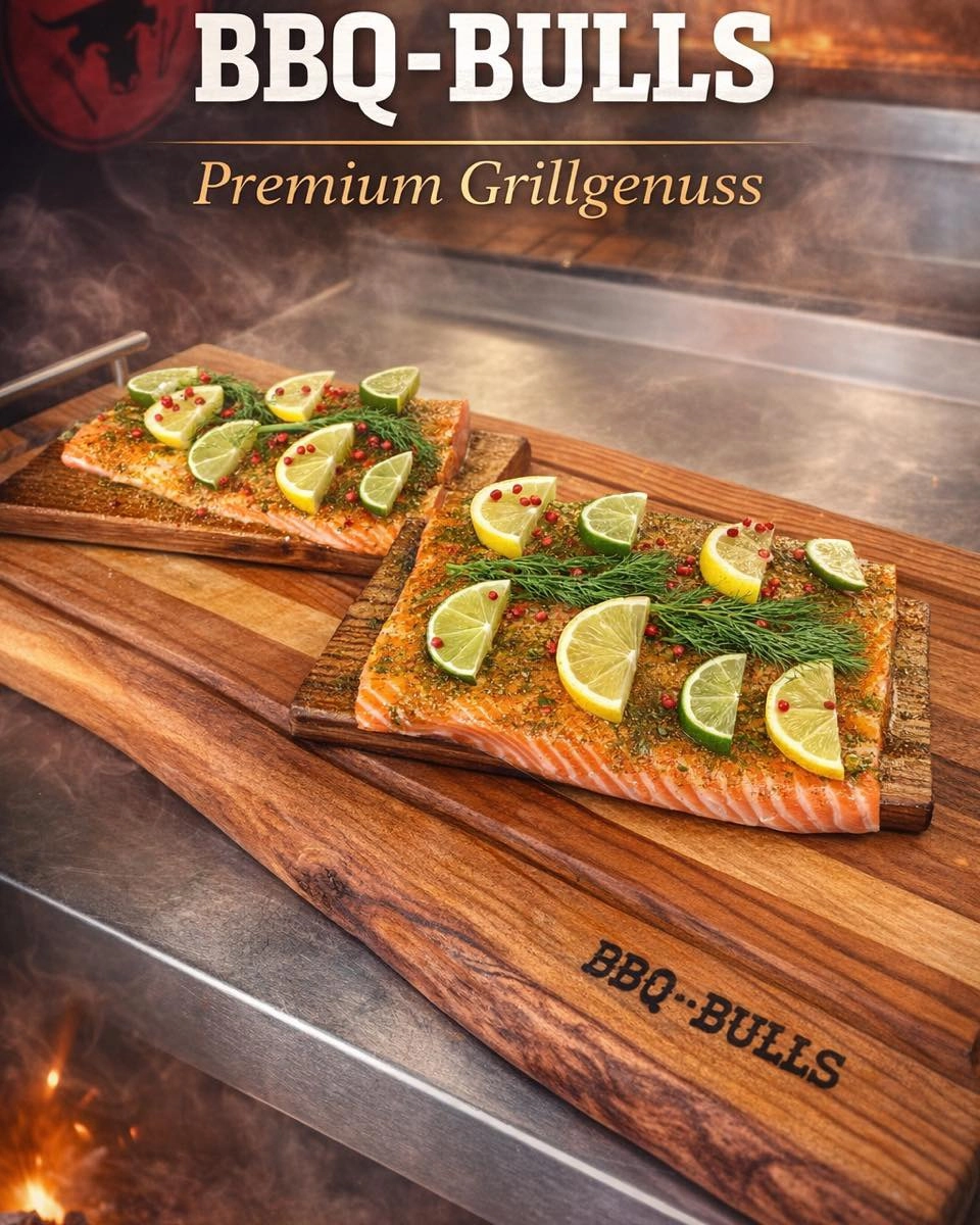 Lachs auf Zedernholz mit Limetten und frischen Kräutern